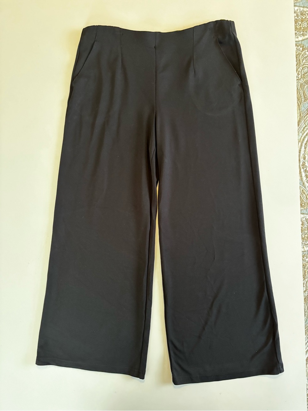 Cato Black Wide-Leg Pull-On Pants